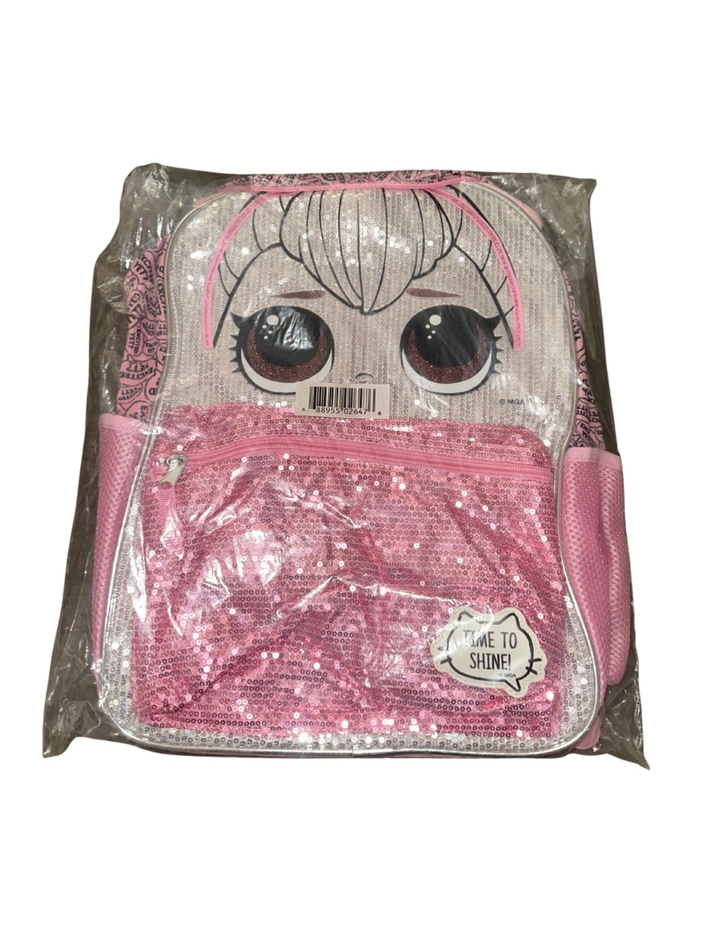 LOL Girls Pink Sequin Character Backpack - Shiny Kids Bag